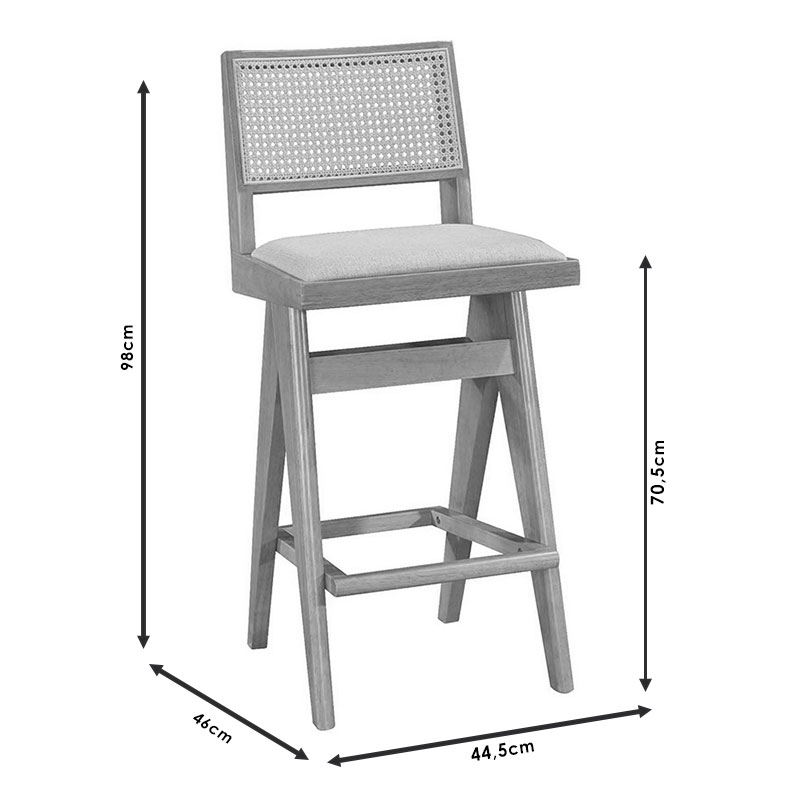 Бар стол Winslow - pvc естествен ратан-сив плат - Image 4