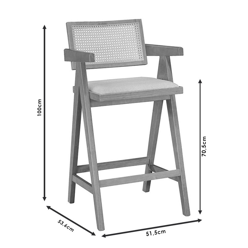 Бар стол Winslow - pvc ратан в сив цвят - Image 4