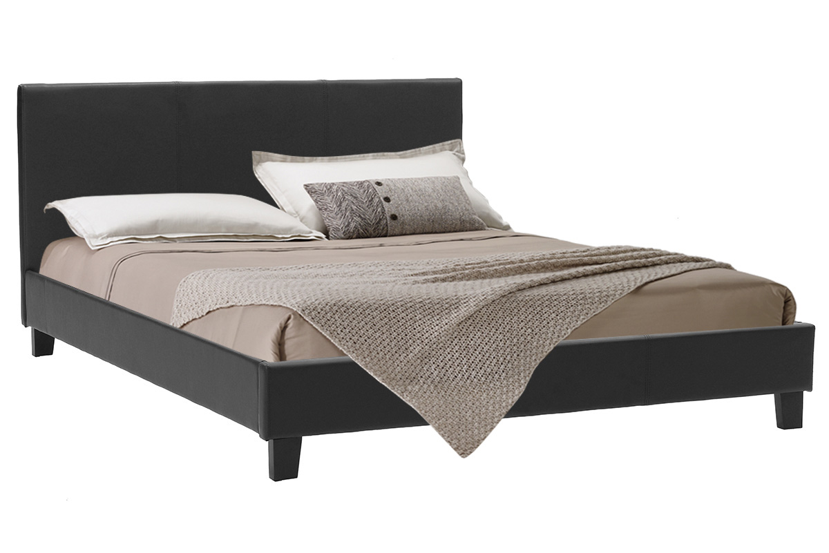Легло Nevil двойно 150x200 PU цвят черен мат