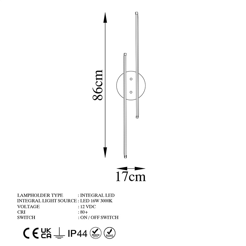 Стенна лампа Expedition LED 16W черна 17x5x86cm - Image 5