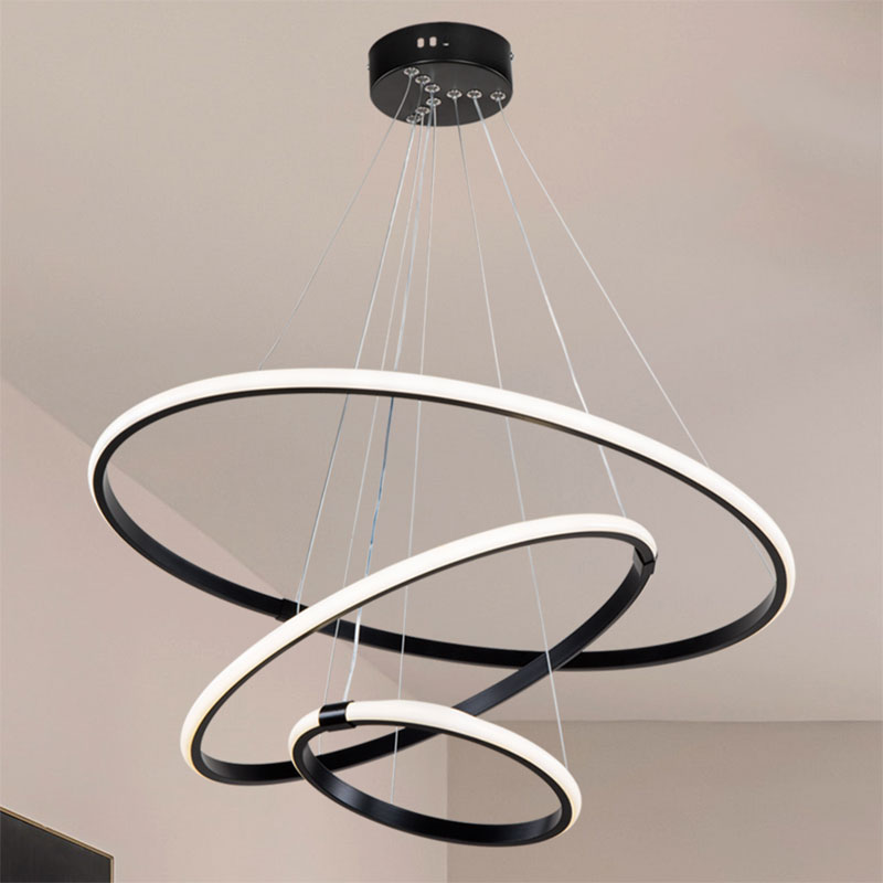 Трисветлинна плафониера LED 60-80W черен Φ60x100cm - Image 2