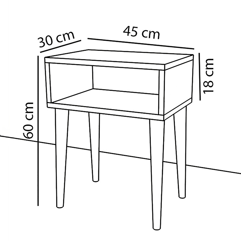 Нощно шкафче Ханк орех 45х30х60см - Image 3