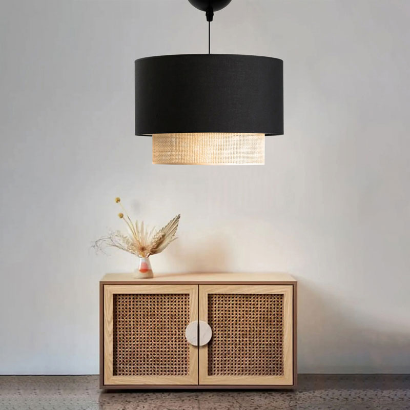 Таванна лампа Fersa черна-естествена Φ30x70cm - Image 2