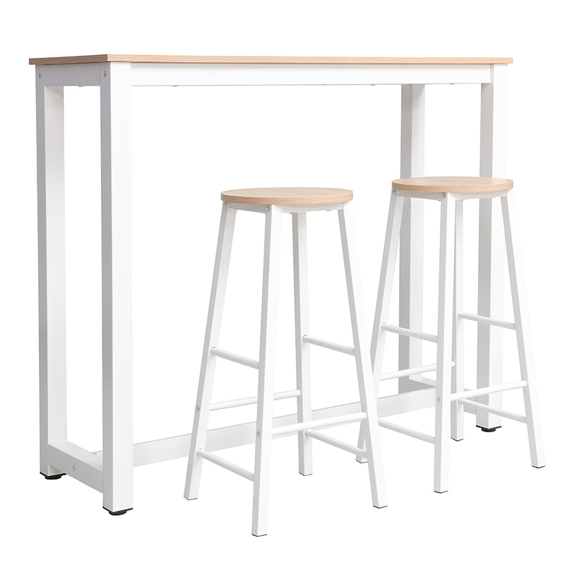 Комплект бар маса и столове Marle 3бр естествено-бял крак 120x40x100cm