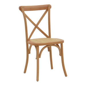 Стол Dylon орех и бук-седалка от естествен ратан 48x52x89cm
