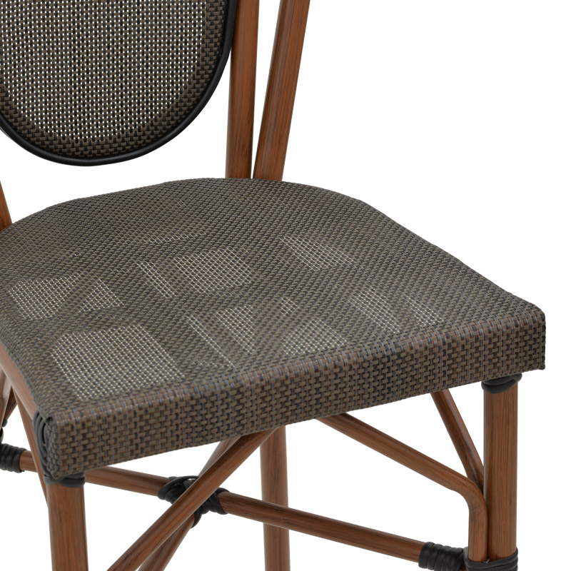 Градински бар стол Dezyan тъмно кафяв алуминиев материал -сив текстил 41.5x53.5x116cm - Image 7