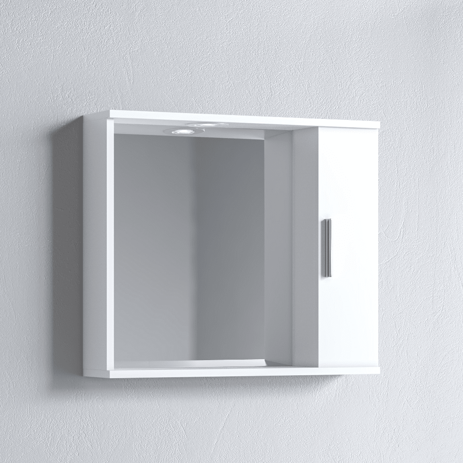 Огледало ΑLON 65 с шкаф в дясно и LED осветление - бяло