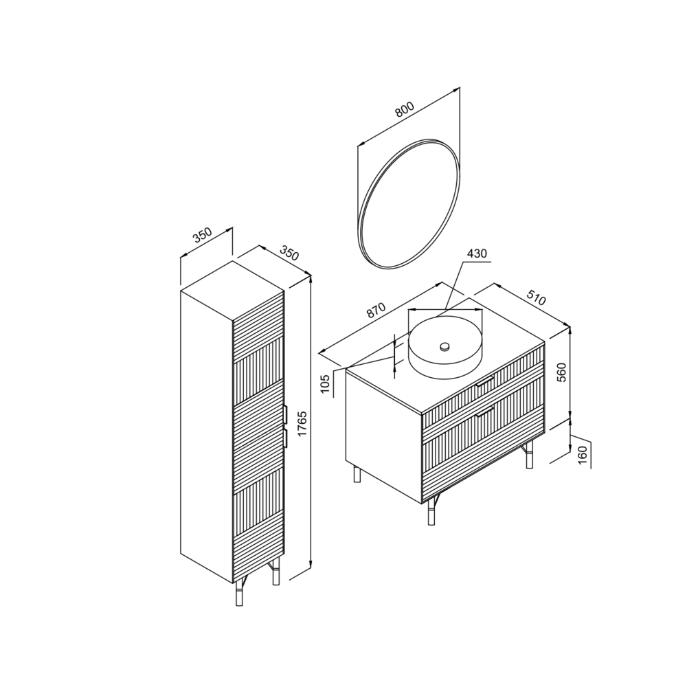 Долен шкаф за баня FIORE бял MDF 18мм лак 85 - Image 2