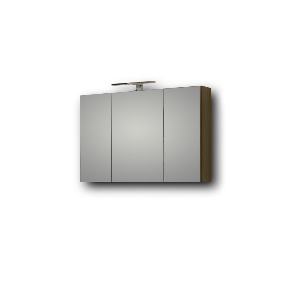 Комплект шкаф, мивка с две корита и огледало с шкафове за баня OMEGA GREY OAK 120 - Image 3