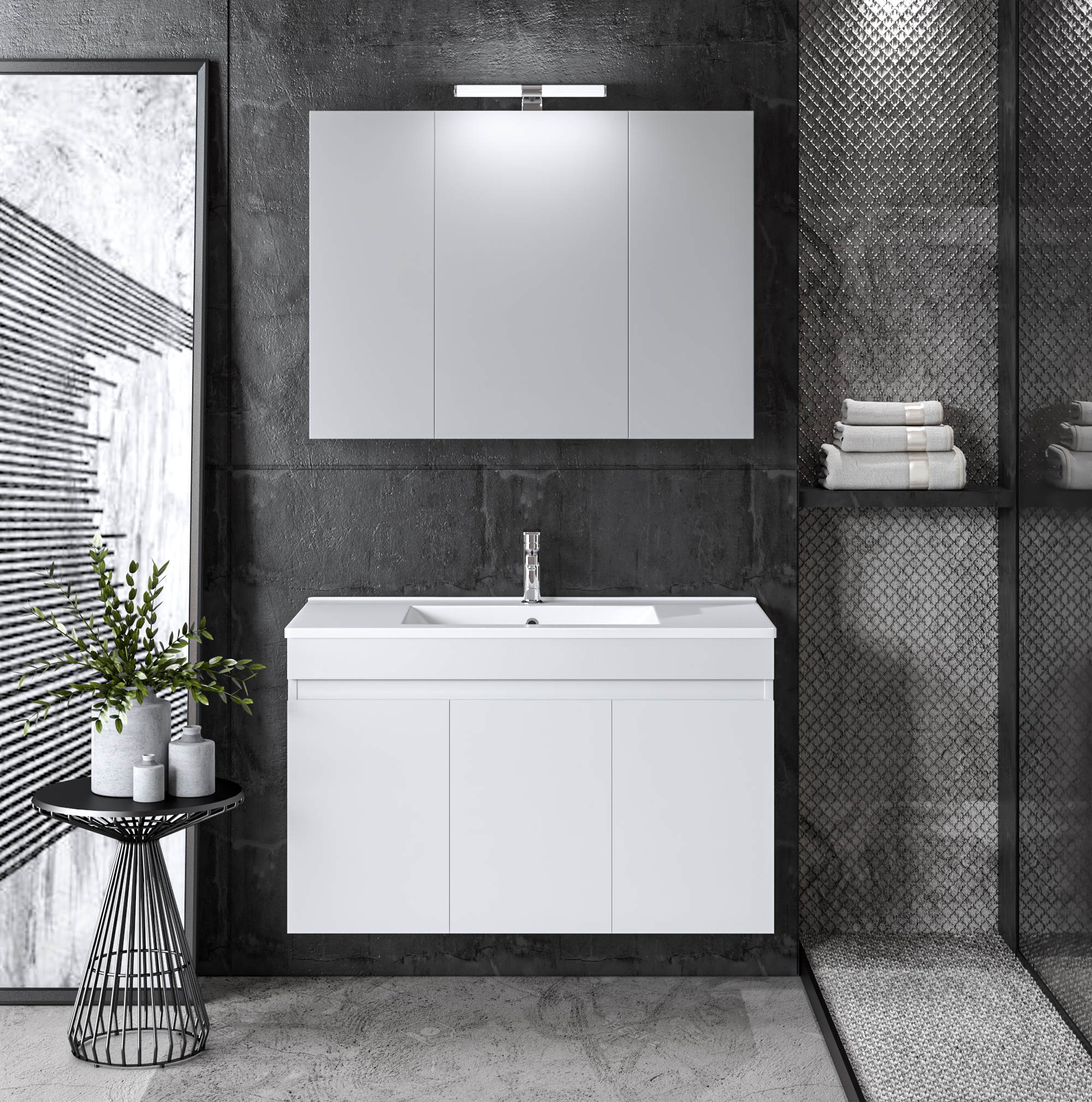 Комплект мебели за баня OMEGA 90 White GLOSS