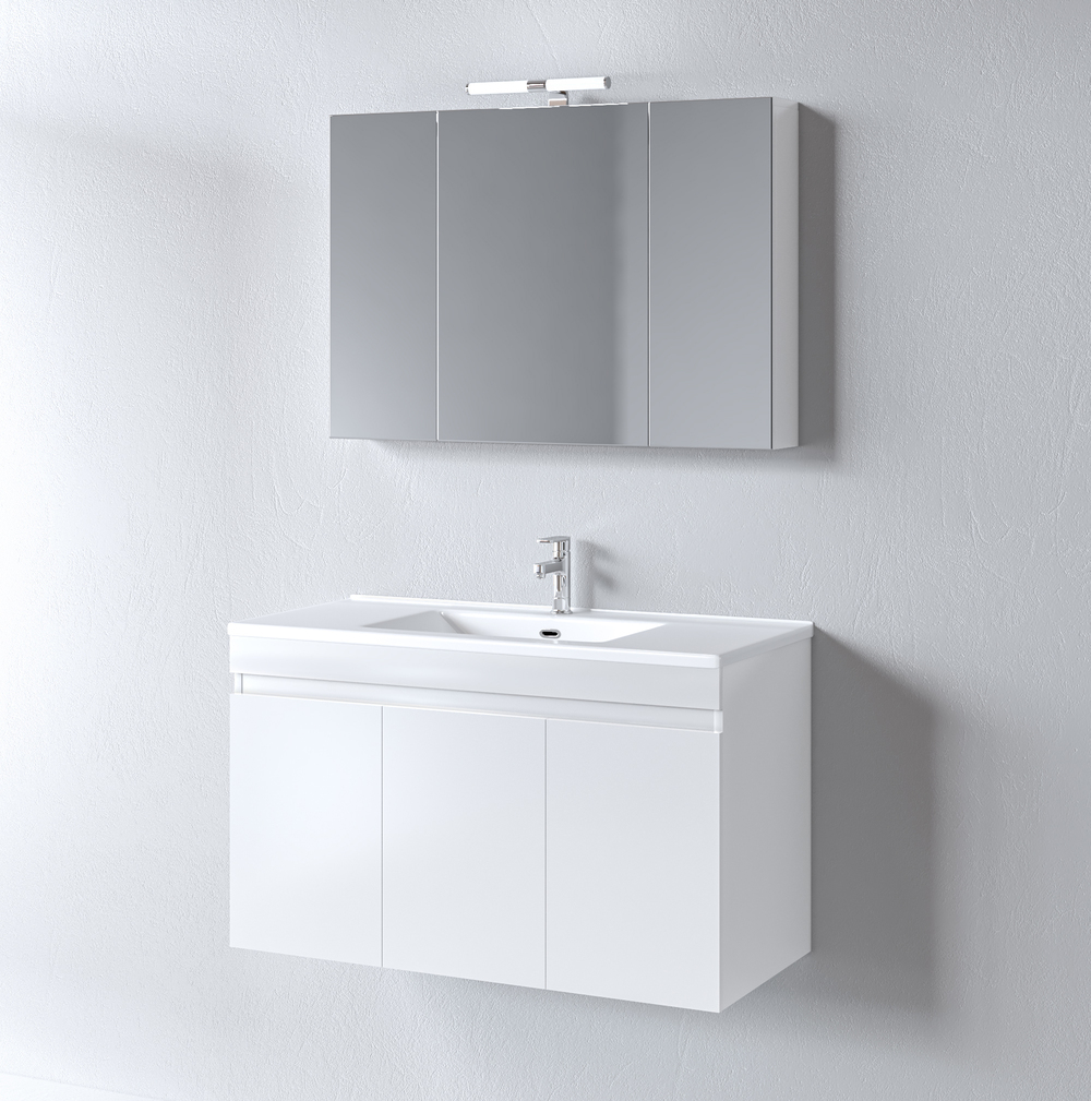 Комплект мебели за баня OMEGA WHITE 120 шкаф 120x46x60 с мивка