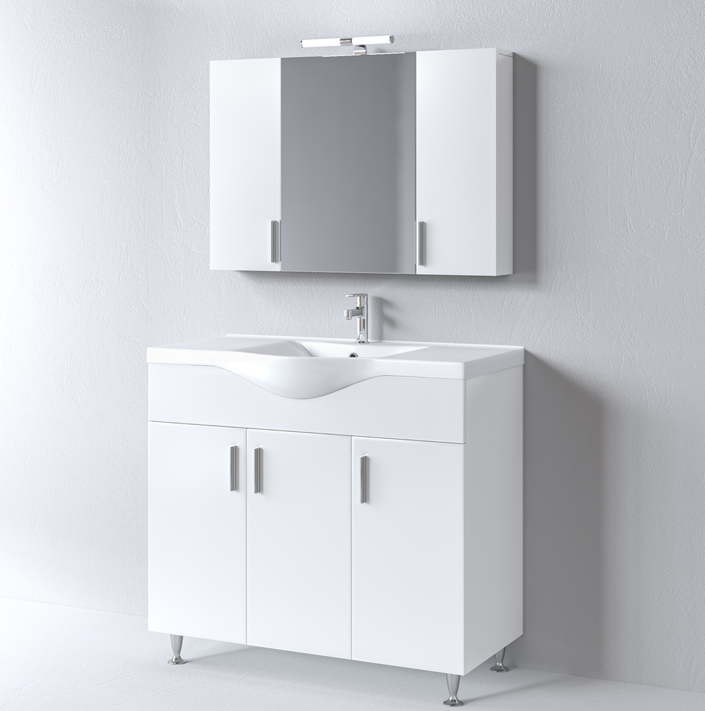Комплект шкаф, мивка и огледало за баня SIENA WHITE 100 - Image 2
