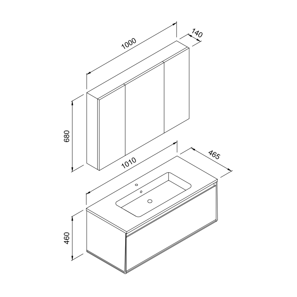 Долен шкаф за баня BELLA плот бежов MDF 18мм лак 100 101×46.5x46см - Image 2