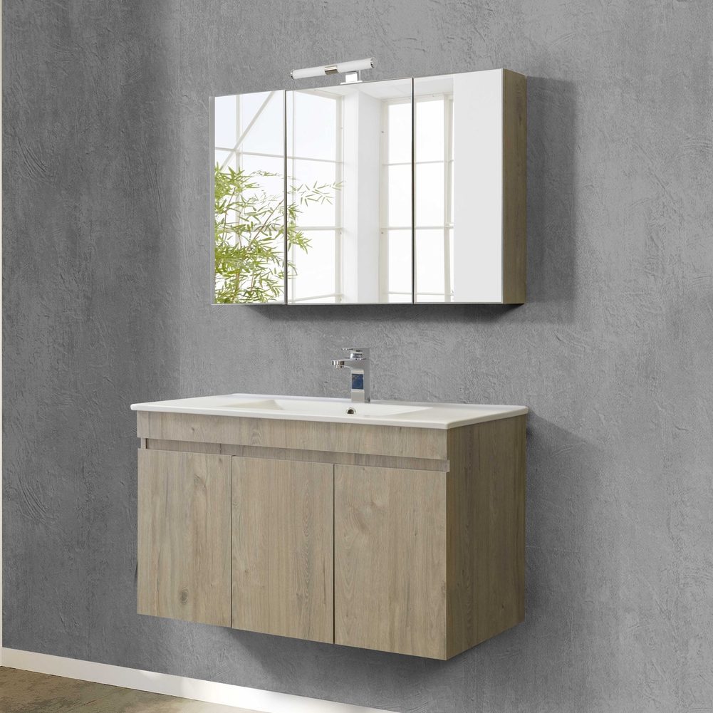 Комплект мебели за баня ОМЕГА БЕЖОВ ДЪБ 90,шкаф Пейка 87x44x60 - Image 7