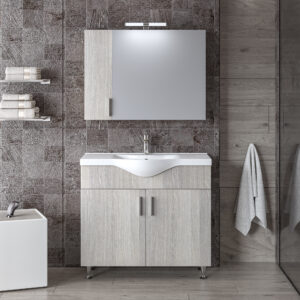 Комплект шкаф, мивка и огледало с шкафове за баня SIENA HARMONY NEW 90