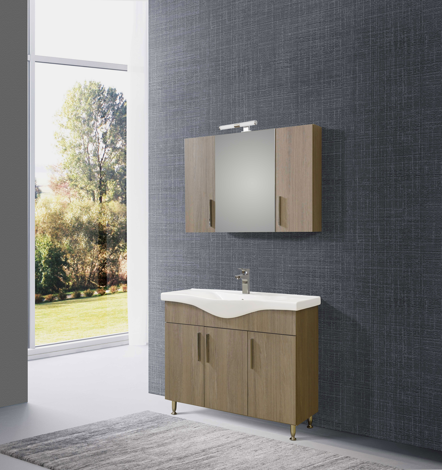 Комплект шкаф, мивка и огледало с шкафове за баня SIENA HARMONY NEW 100 - Image 4