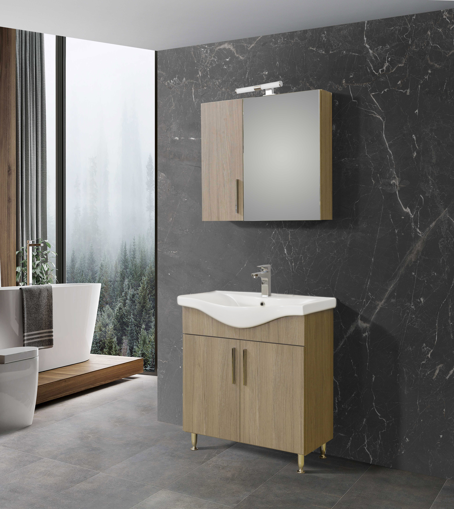 Комплект шкаф, мивка и огледало с шкафове за баня SIENA HARMONY NEW 75 - Image 4