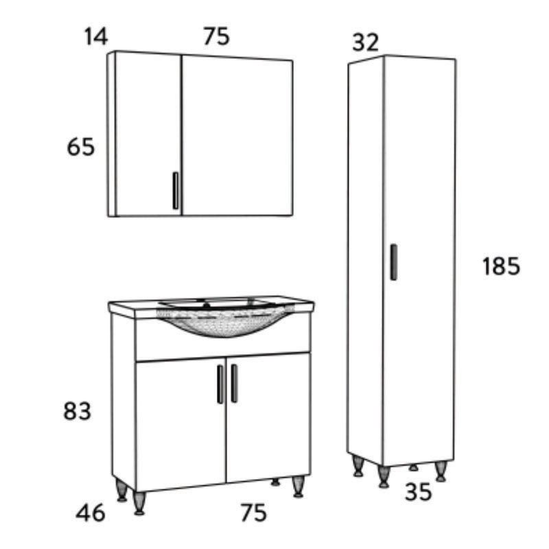 Комплект мебели за баня SIENA WHITE 75 - Image 7