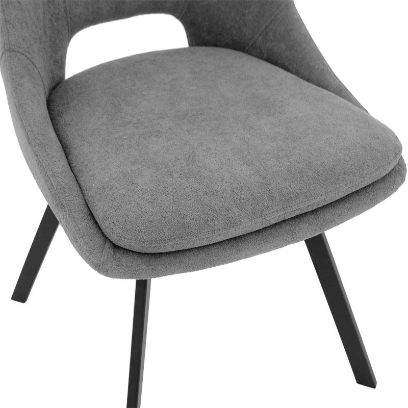 Стол Initiate сиво букле плат-крака черен метал 48x57x85см - Image 6
