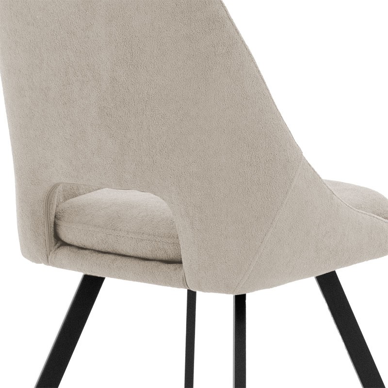 Бар стол цвят крем плат boucle - крак черен метал 48x56x98cm - Image 7