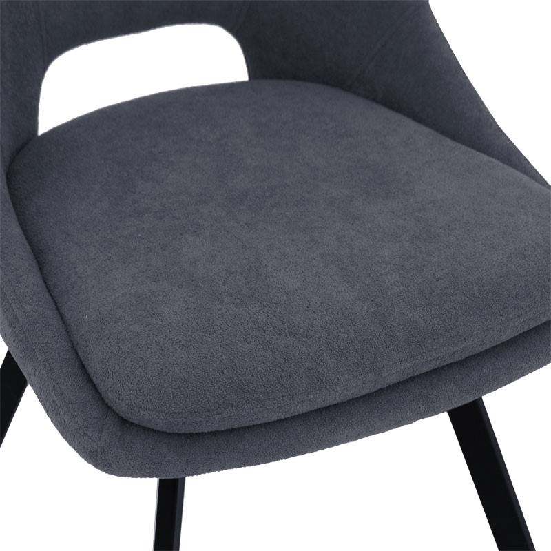 Бар стол антрацит плат boucle - крак черен метал 48x56x98cm - Image 6