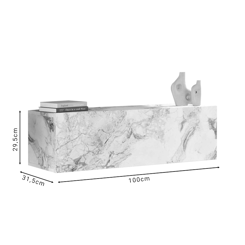 Мебели за телевизор Serit екрю меламин мрамор 100x31.5x29.5cm - Image 5
