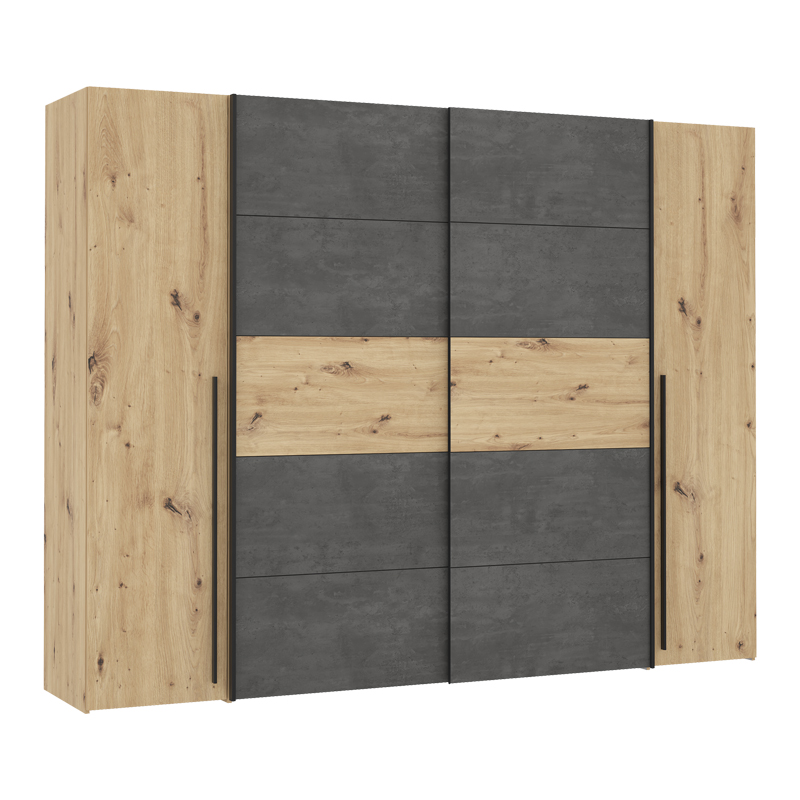 Гардероб Verzo четирикрилен дъбово-антрацитен меламин 270.5x61.5x210.5cm