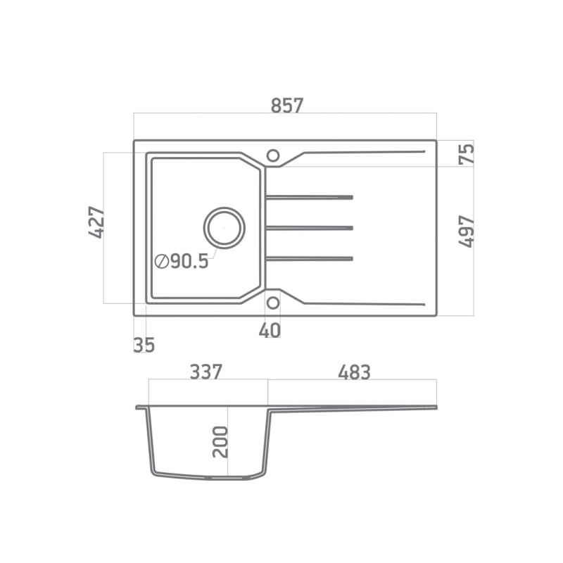 Мивка за кухня Sanitec - УЛТРА ГРАНИТ 805 (86Χ50) в цвят Охра - Image 2