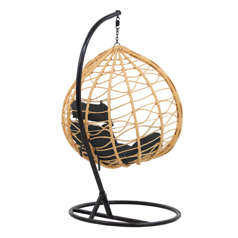 Люлка тип яйце в бежов метал и черна възглавница 109x119x195cm - Image 2