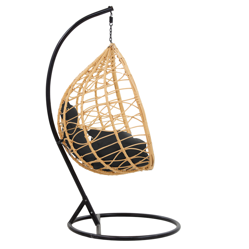 Люлка тип яйце в бежов метал и черна възглавница 109x119x195cm - Image 3