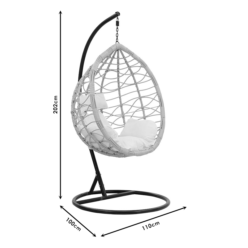 Люлка тип яйце в бежов метал и черна възглавница 109x119x195cm - Image 6