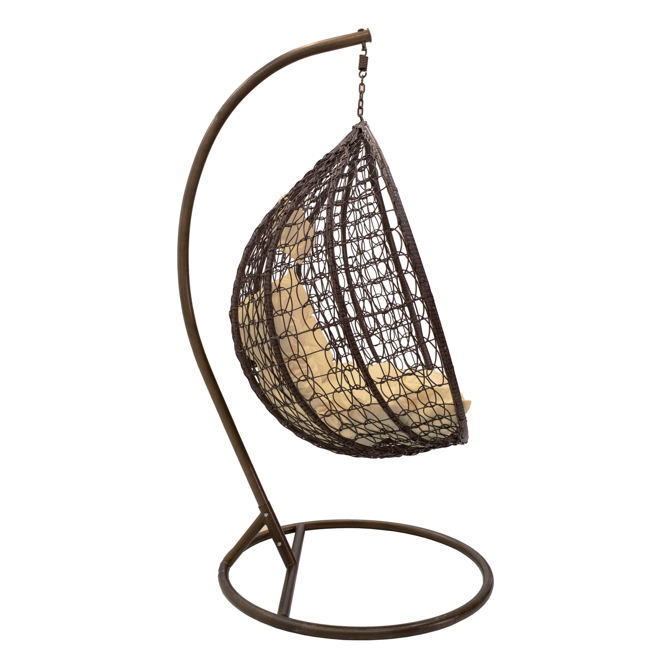 Люлка тип яйце от кафяв метал и бежова възглавница 106x103x200cm - Image 2