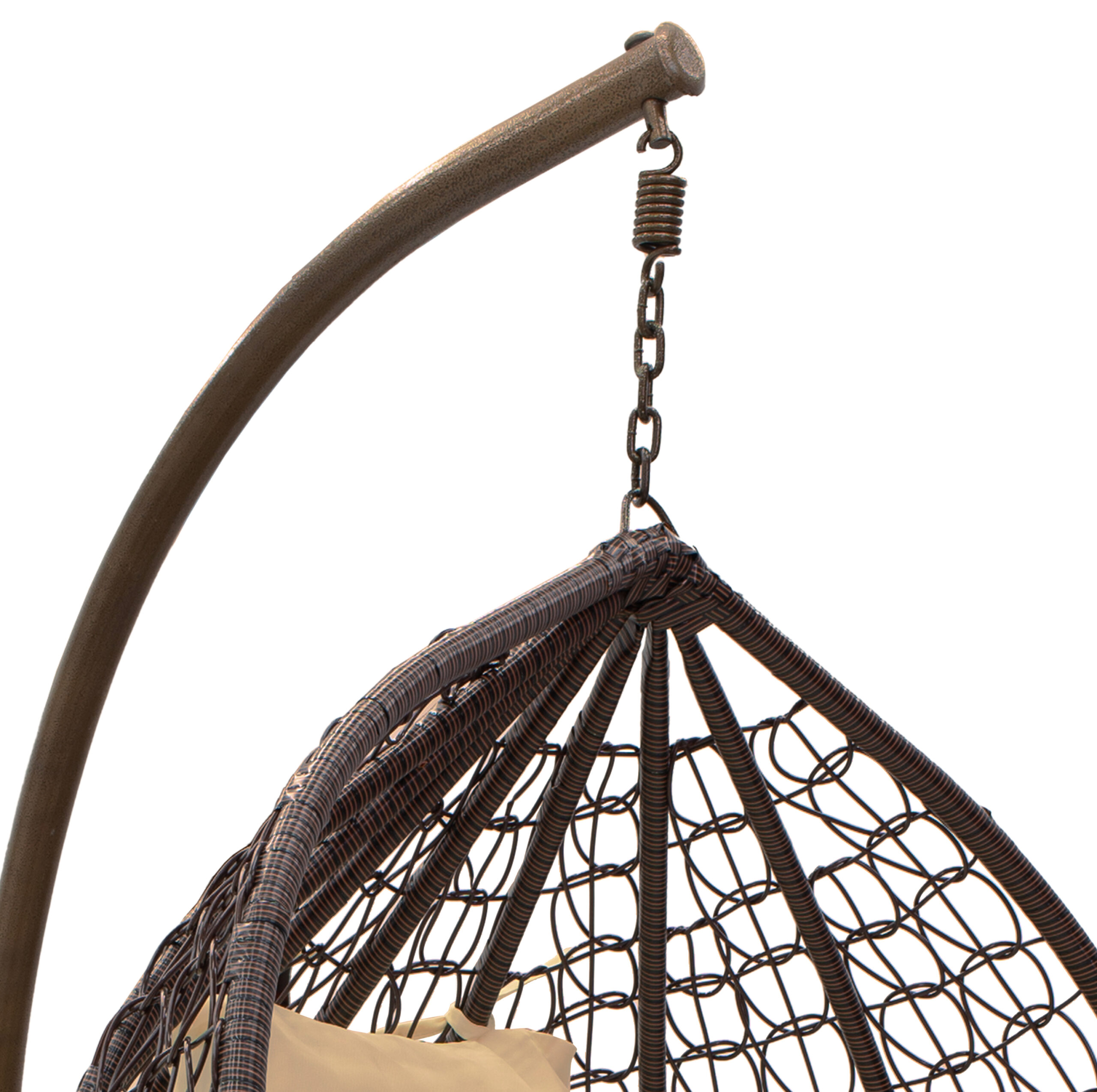 Люлка тип яйце от кафяв метал и бежова възглавница 106x103x200cm - Image 4