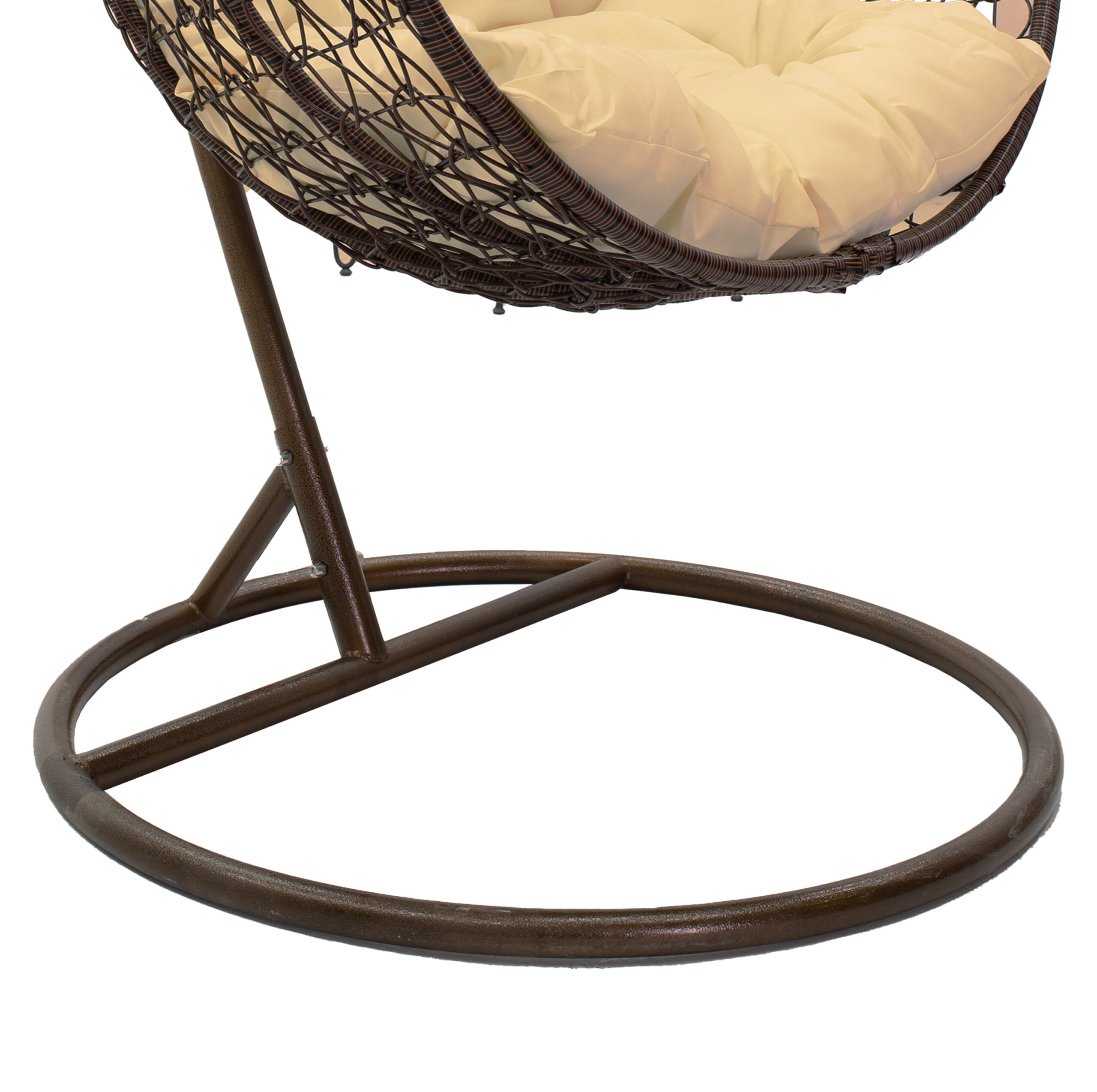 Люлка тип яйце от кафяв метал и бежова възглавница 106x103x200cm - Image 6