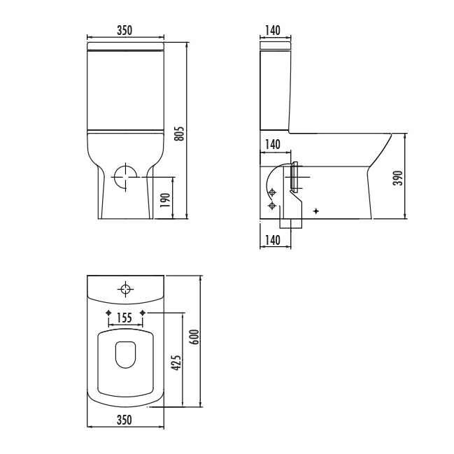 Тоалетна чиния моноблок QUADRO Black Matt - Image 2