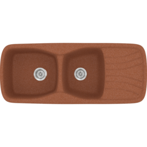 Класическа гранитна мивка за кухня Sanitec Classic - 311 (120X51) в цвят Теракота гранит