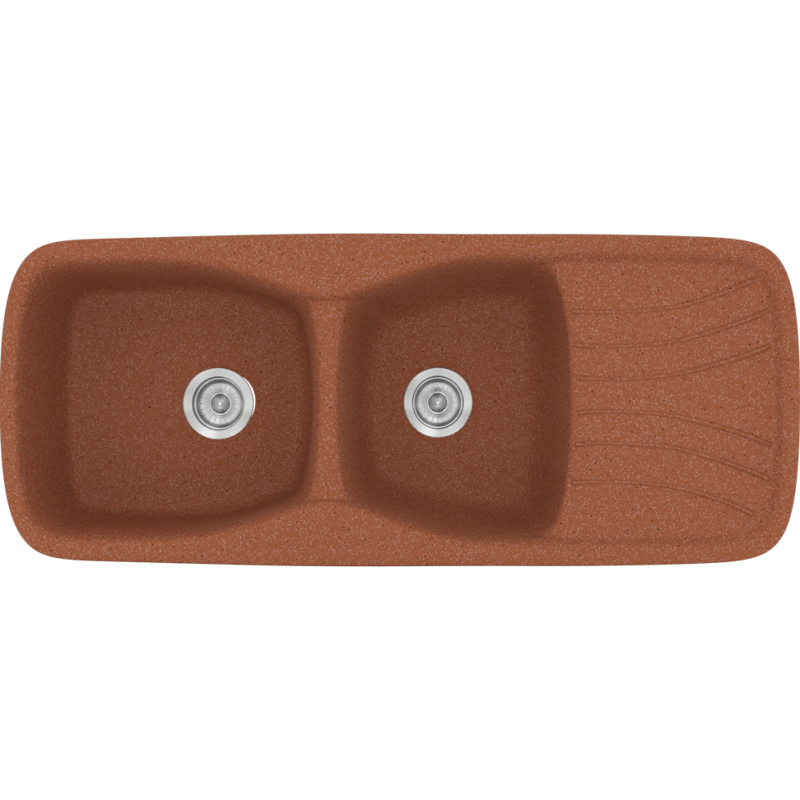 Класическа гранитна мивка за кухня Sanitec Classic - 311 (120X51) в цвят Теракота гранит