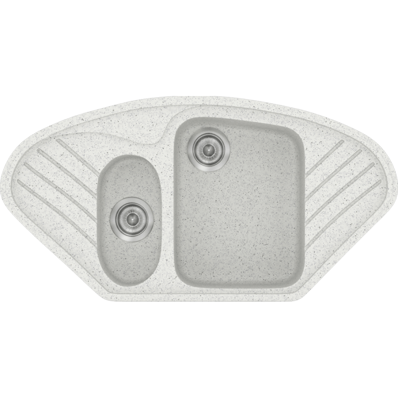 Класическа гранитна мивка за кухня Sanitec Classic - 302 (96X51) в цвят Бял гранит