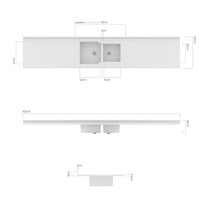 Двойна гранитна мивка за кухня с плот Sanitec 604 - Image 2