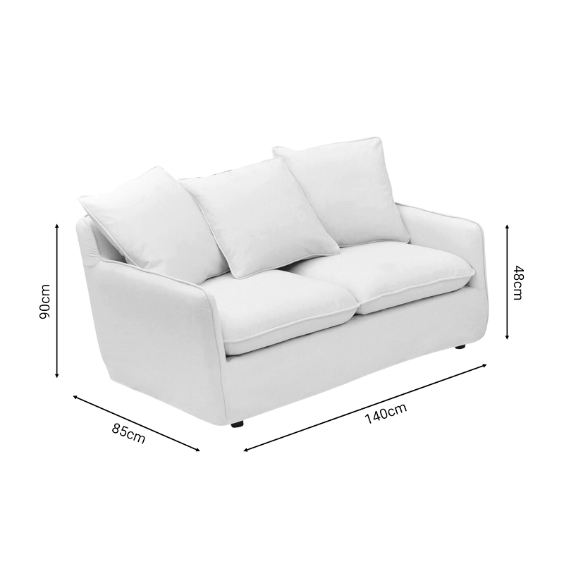 Двуместен диван Interest бежов плат с възглавници 140x85x90см - Image 4