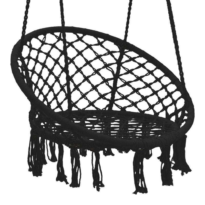 Градинска люлка Aura въже сиво-черно 82x82x133cm - Image 3
