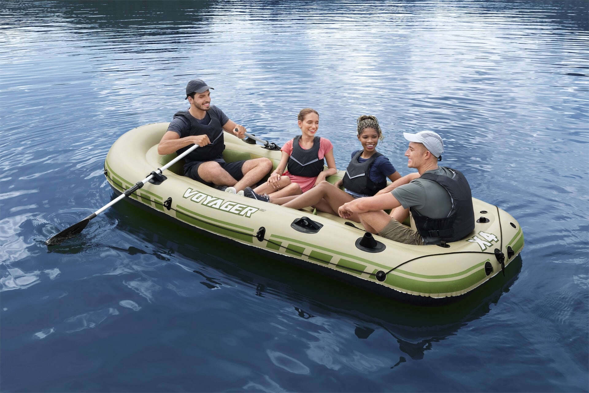 Надуваема 4-местна лодка Bestway Voyager X4 Raft, 350х145х49 см - Image 3