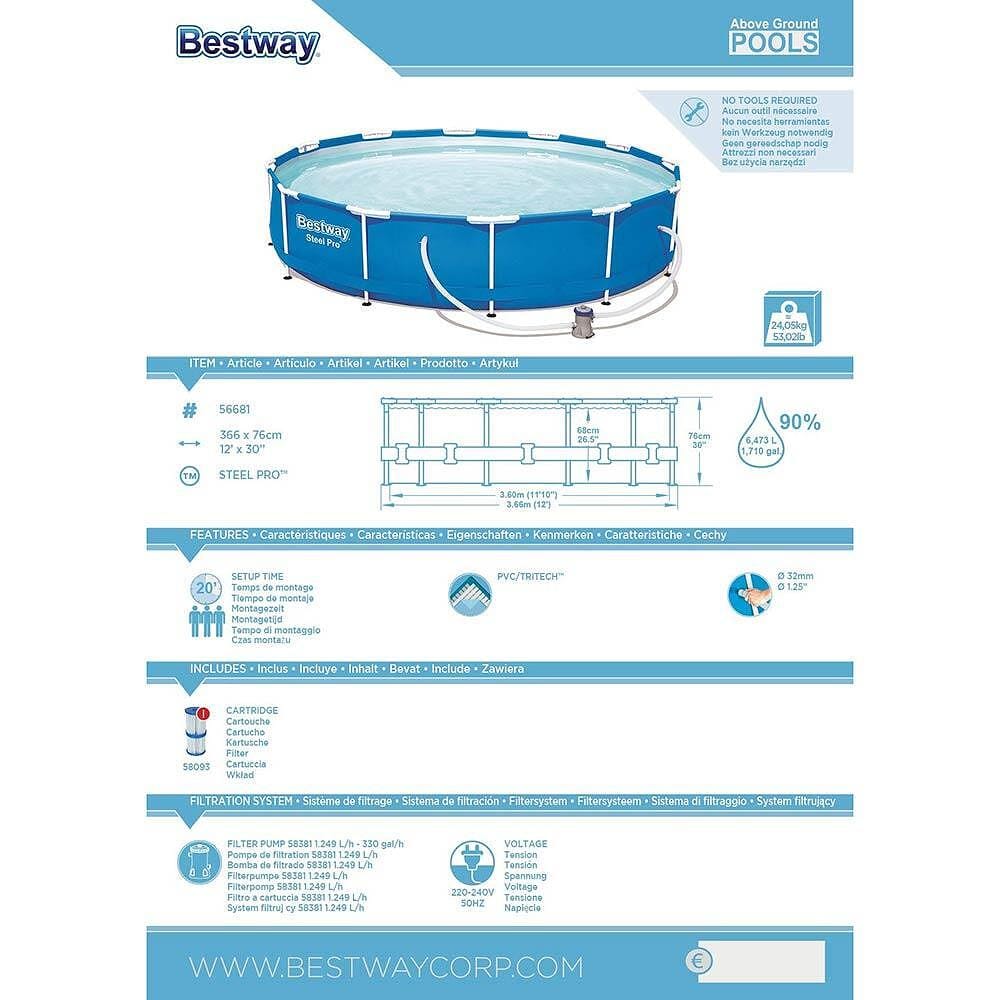 Сглобяем басейн с метална рамка Bestway Steel Pro 366x76см - Image 4
