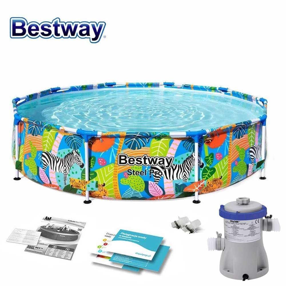 Сглобяем многоцветен басейн с метална рамка Bestway Steel Pro 305x66см