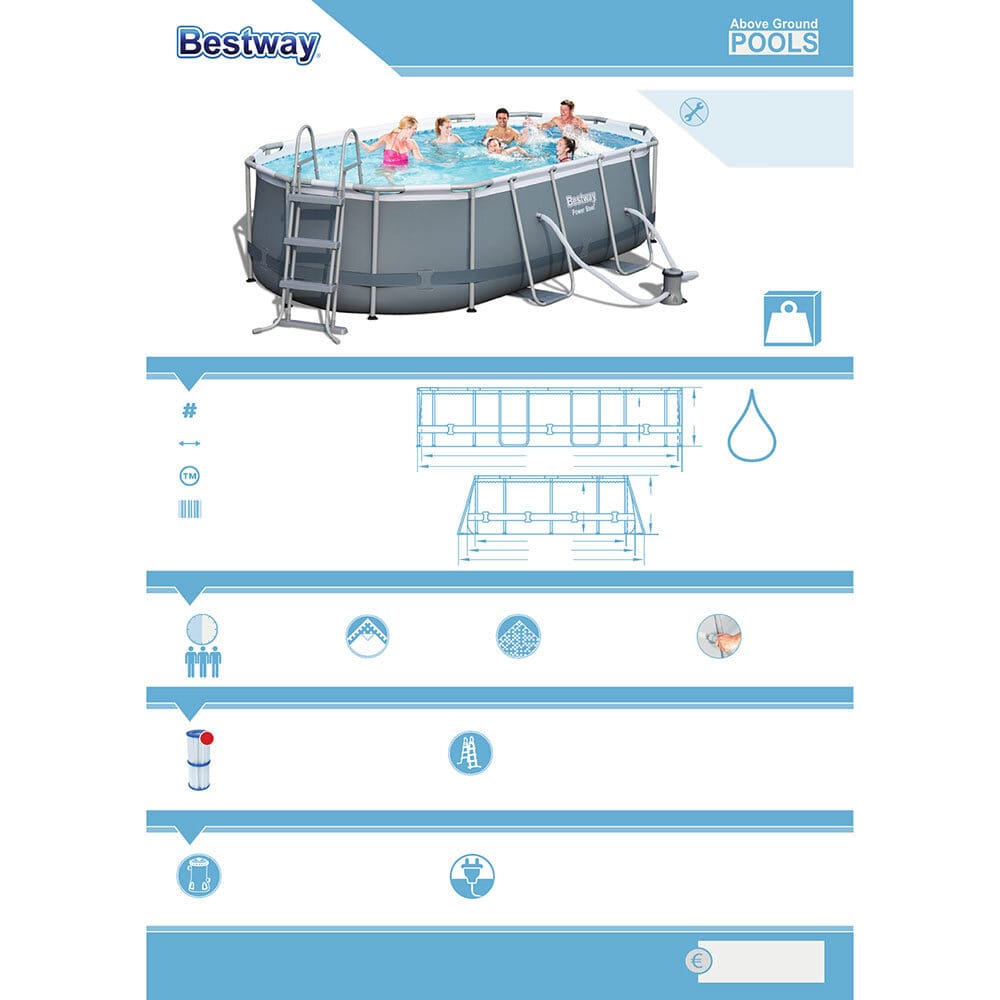 Сглобяем басейн с метална рамка Bestway Power Steel Frame Oval 424x250x100см - Image 3