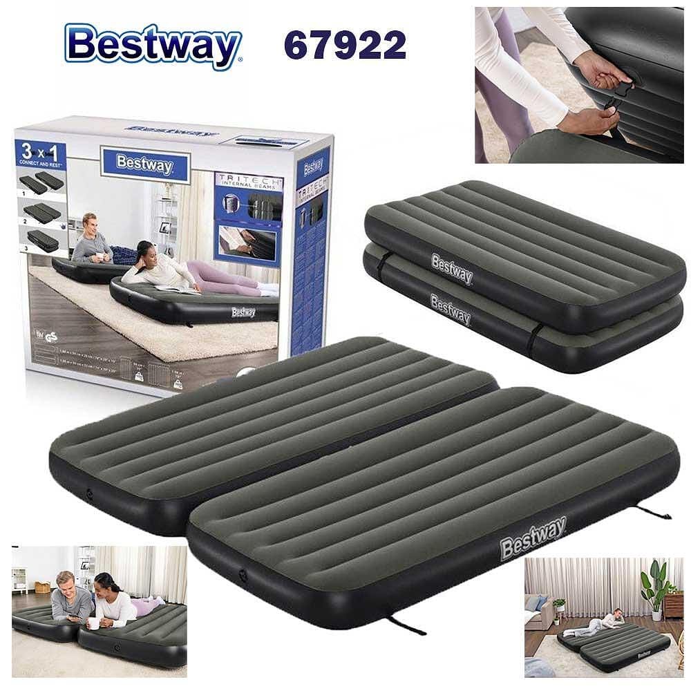 Надуваем двоен дюшек 3в1 Bestway 188x99x25 см черен/сив - Image 8