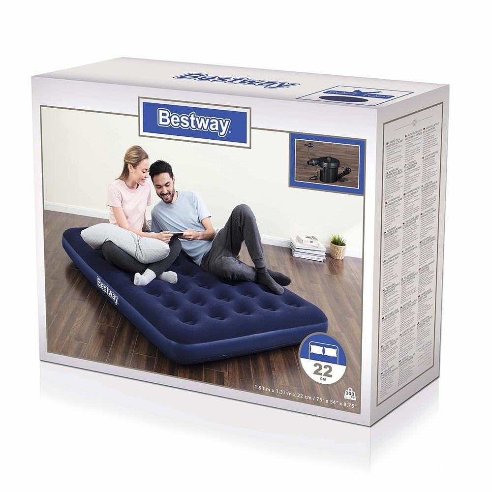 Надуваем двоен матрак Bestway Aeroluxe , 191x137x22 см, с електрическа помпа, син - Image 2
