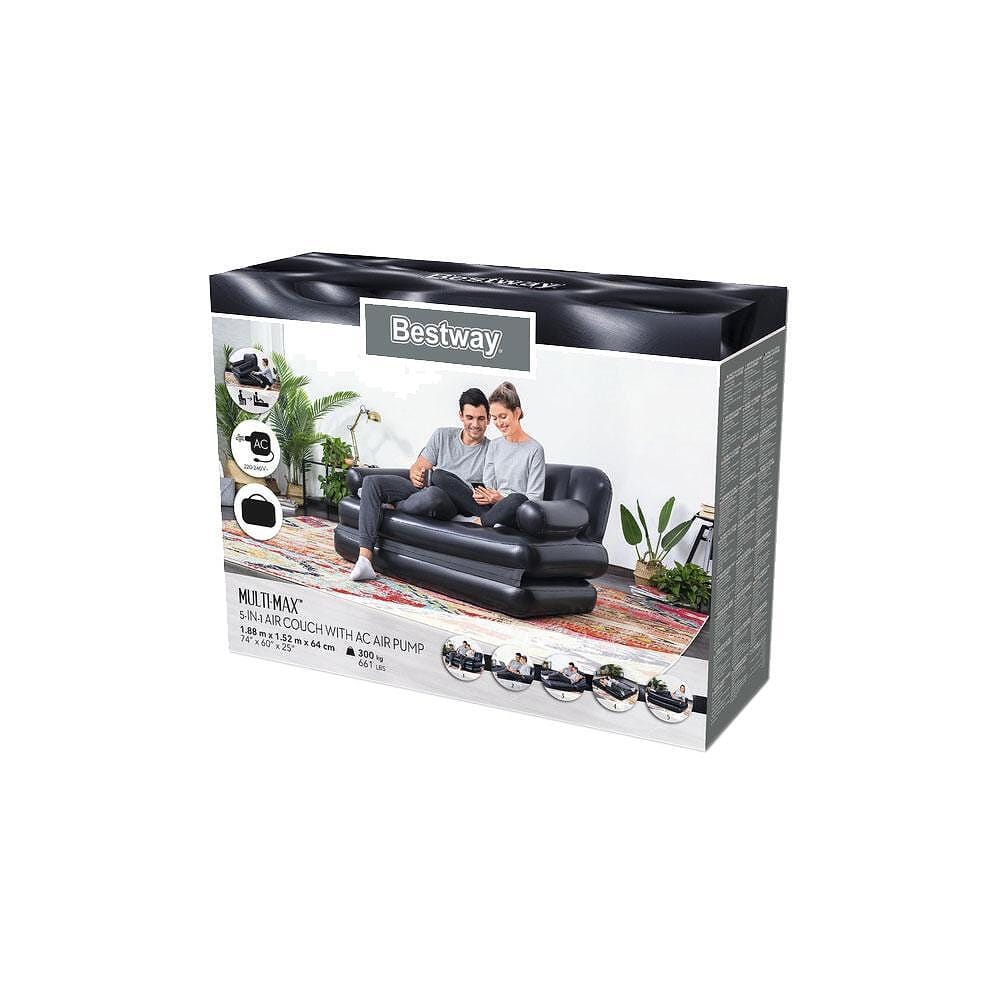 Разтегателен надуваем диван Bestway к-т с помпа 188/152/64 черен - Image 7