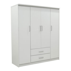 Гардероб Olympus с 4 врати и чекмеджета в бял цвят 159x57x183см