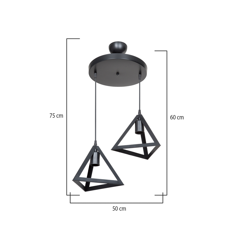 Двулумен плафон Kecha в черен абажур D50x60см - Image 3